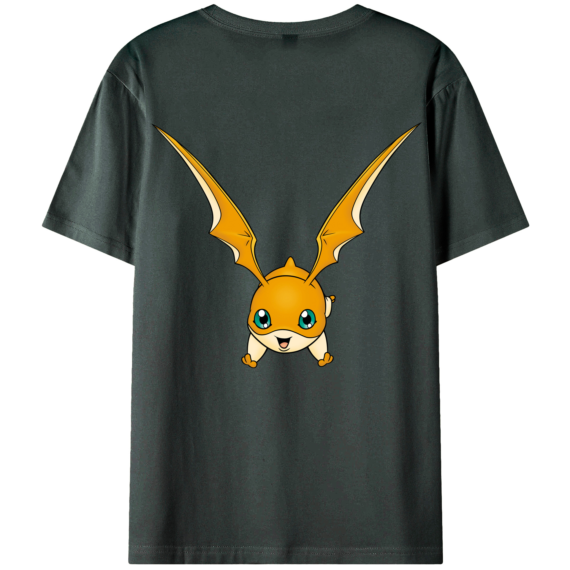 （画像用） Digimon デジタルモンスター/デジモン 綿100％ メンズ半袖Tシャツ（バックプリント） 通気性